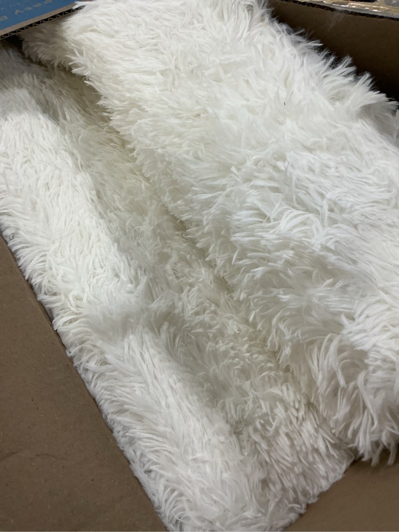 Condition photo showing As Is for LOCHAS Ultra Soft Indoor Modern Area Rugs Fluffy Living Room Carpets for Children Bedroom Home Decor Nursery Rug 4x6 Feet, White Cream 4' x 6' (Rectangular)