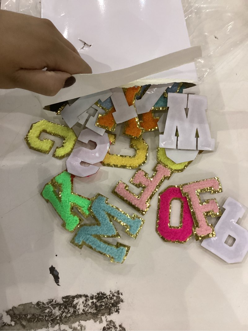 Condition photo showing Good Condition for Jutom 104 Pcs Self Adhesive Chenille Letter Patches Letter Patches Chenille Stick on Embroidered Patch for Clothing Jackets Backpacks Hats(Classic,Multicolor) Classic Multicolor