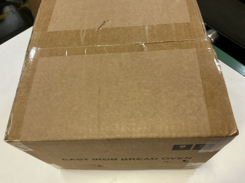 Condition photo showing New/Like New for Bread Oven Cast Iron Bread Dutch Oven with Cloche Lid for Bread Baking Darkcyan Enameled Cast Iron Bread Oven with Dome Lid for Sourdough, 9.8 Inches Dark Cyan 9.8 Inches