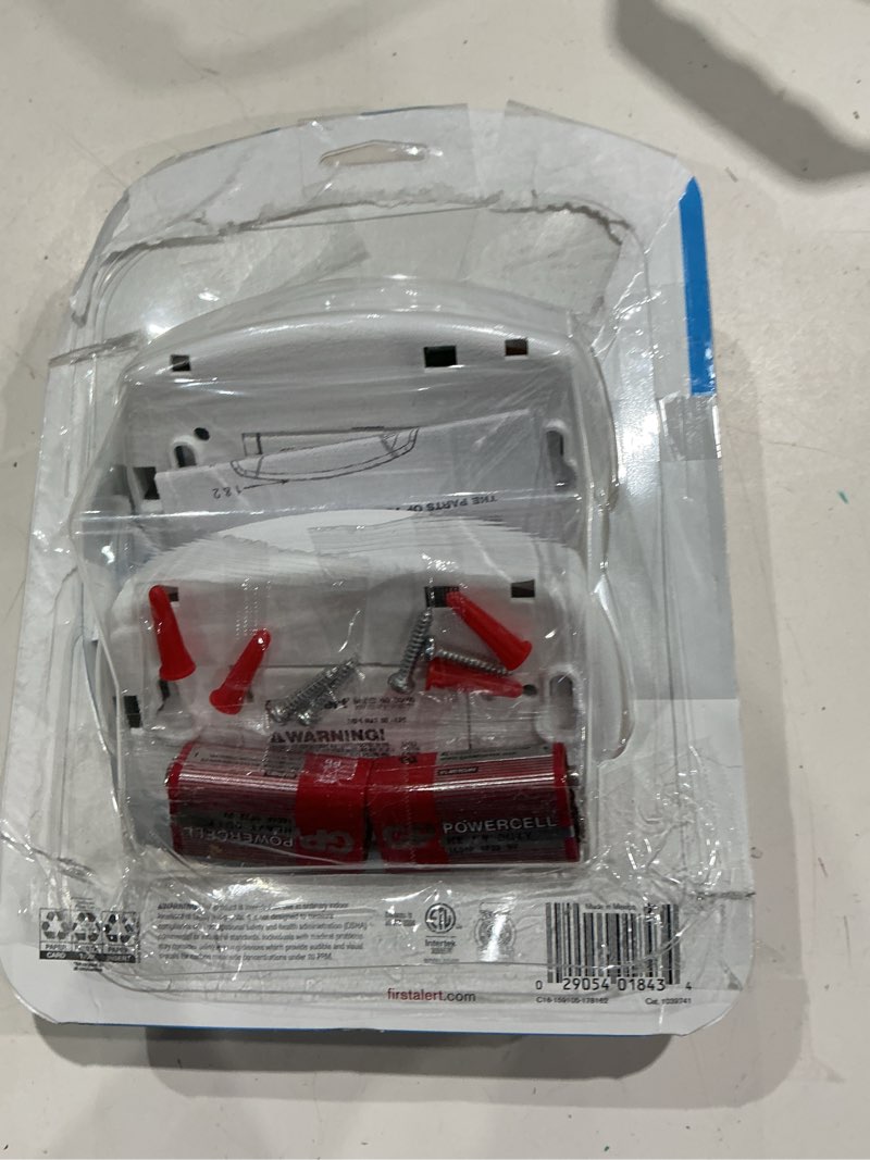 Condition photo showing As Is for first alert battery-powered electrochemical carbon monoxide detector