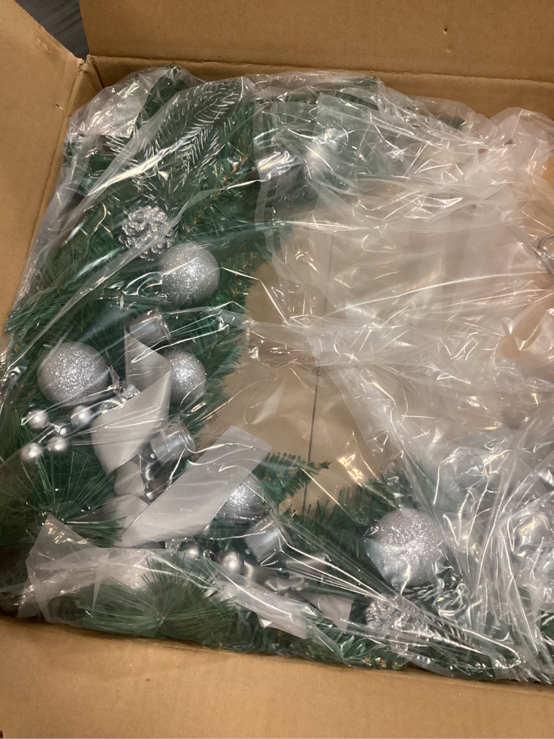 Condition photo showing Good Condition for Hushee Large Advent Wreath Candle Holder 24 Inches Advent Hoop Wreath with Candle Holder for Front Door Porch Window Outside Decor Modern Mantel Decoration Gift(Silver)