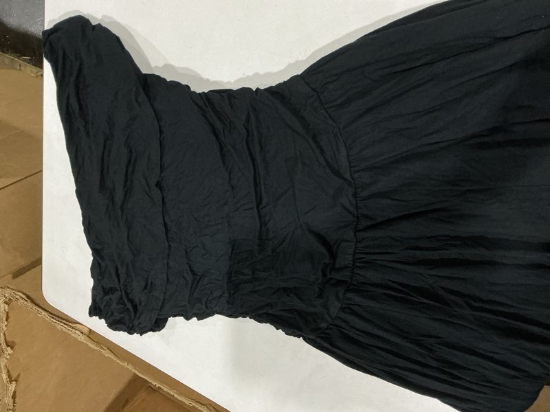Condition photo showing Good Condition for uryiao off the shoulder maxi dress for women summer ruched bodycon pleated flowy formal wedding guest long dresses l black