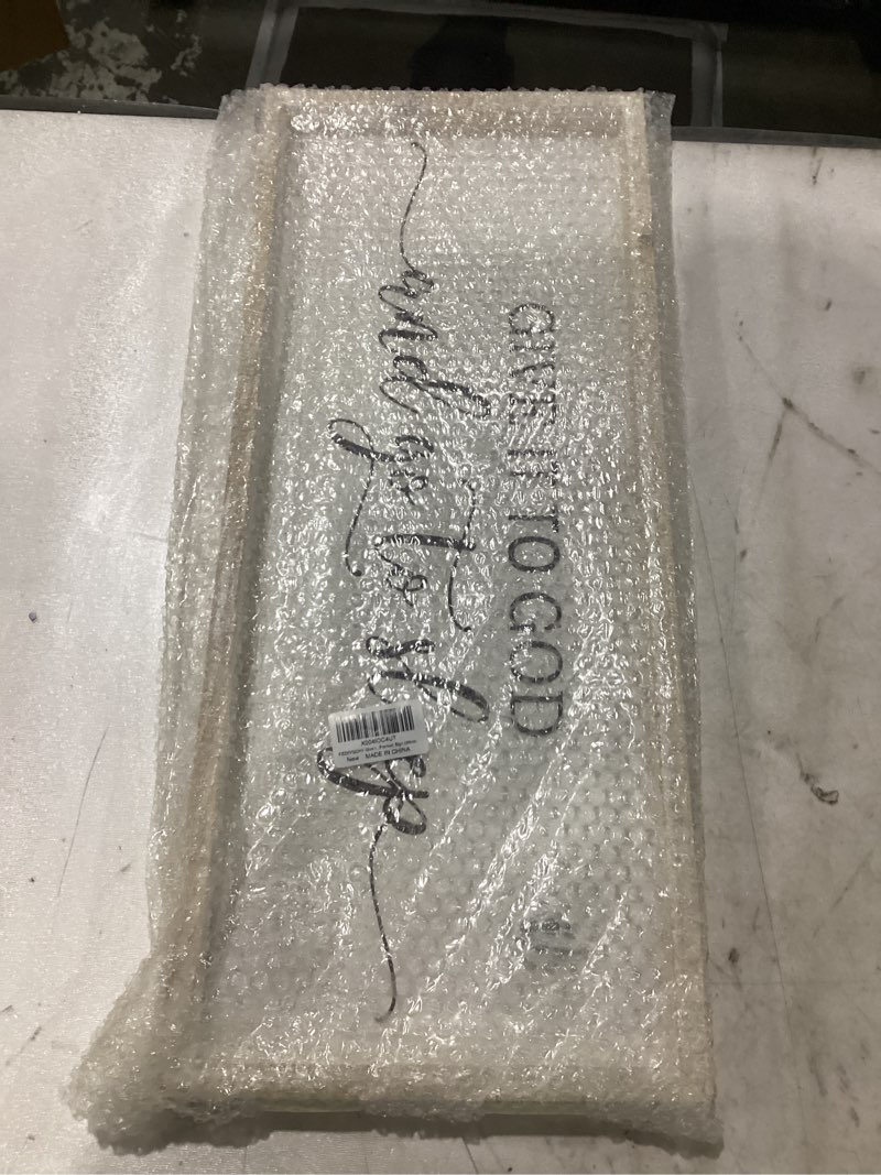 Condition photo showing New/Like New for Give It To God And Go To Sleep Sign, 24x10 Inch Rustic White Wood Framed Bedroom Wall Decor Above Bed, Christian Wall Art for Guest Master Bedroom White Frame 24" x 10" Give It To God