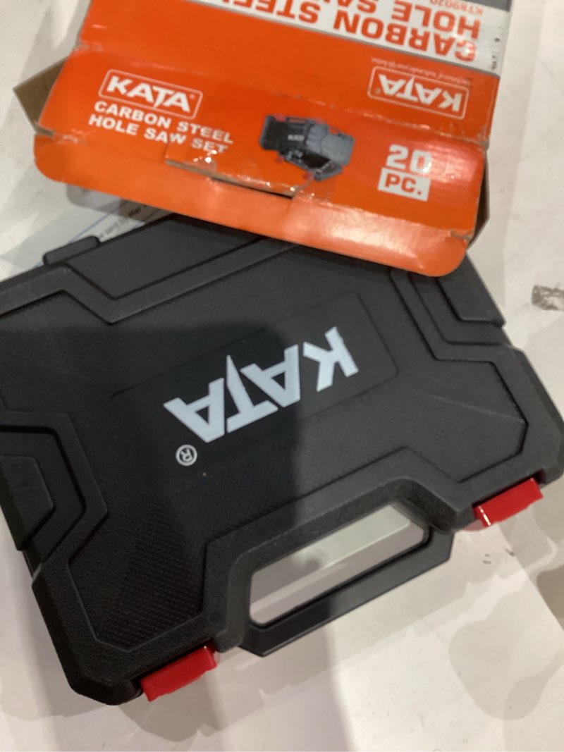 Condition photo showing New/Like New for KATA Hole Saw Kit, 20PCS Hole Saw Set with 3/4"-6"(19-152mm) Multi-Size Saw Blades, Precision Hole Saw Drill Bit Kit with Mandrels & Solid Storage Case Cutting for Drywall, Soft Wood, PVC, Plastic Black