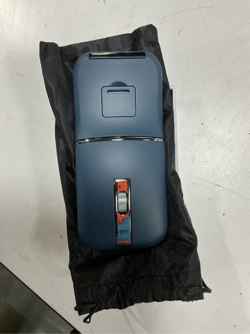 Condition photo showing Good Condition for bluetooth arc travel mouse - bt & usb wireless dual mode, rechargeable slim rotatable portable, 3-speed dpi, silent computer mouse for microsoft laptop pc chromebook tablet - sapphire blue