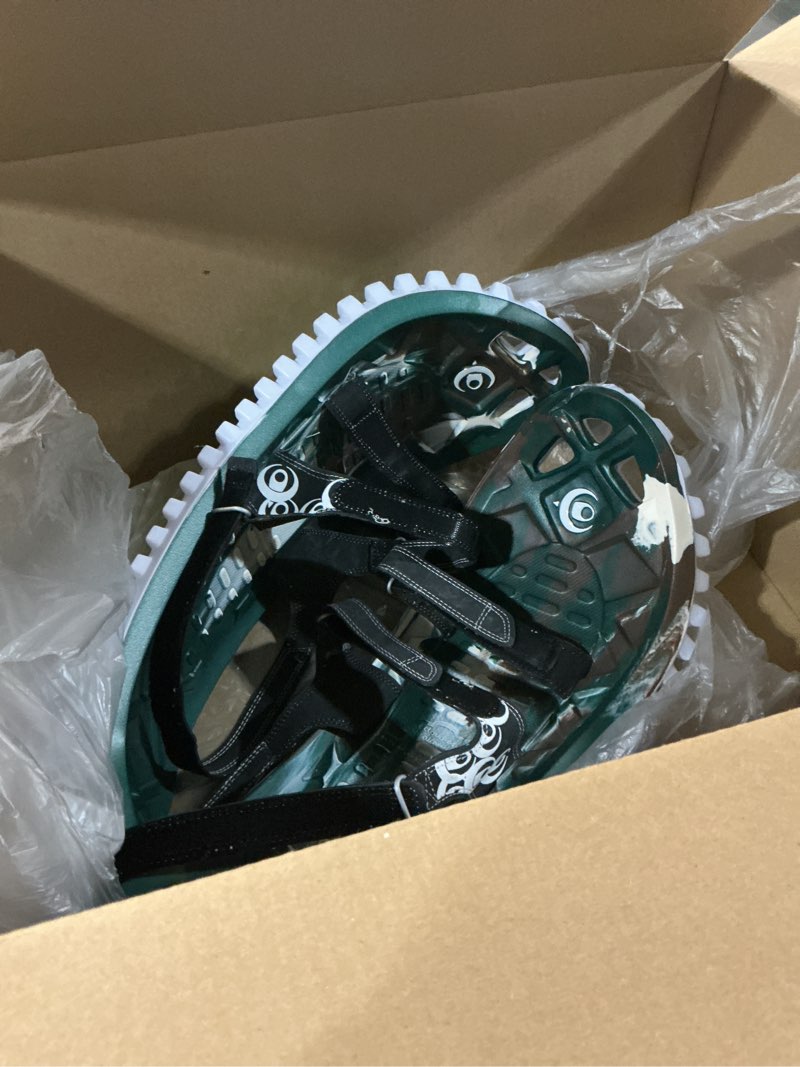 Condition photo showing Good Condition for Crescent Moon EVA Unisex Ultralight EVA Foam Snowshoes for Men & Women Adults, for Hiking and Running, with Dual Density Rocker Cloud Deck and Ice Spikes Camo
