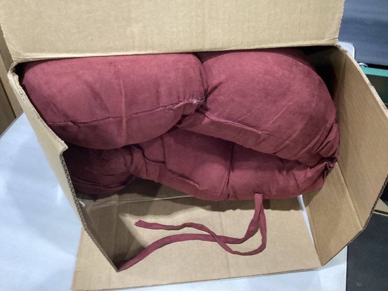 Blazing Needles Solid Microsuede Swivel Rocker Chair Cushion, 48" x 24", Red Wine Red Wine 1