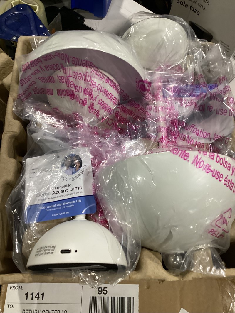Condition photo showing Good Condition for mainstays by becky g and alejandra rechargeable dome table lamp, touch on/off, off-white, 11.5"h