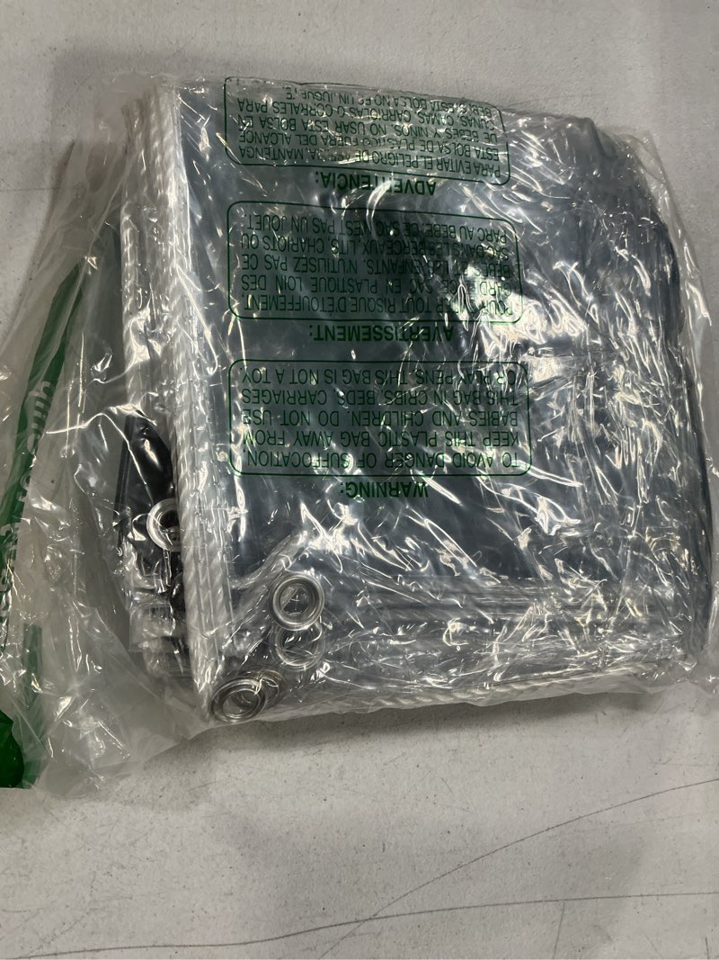 Condition photo showing Good Condition for clear tarp,8x10ft clear tarps with grommet,14 mil heavy duty waterproof with reinforced edge for patio and pavilion,porch and outdoor garden household tarpaulin 8 x 10 ft