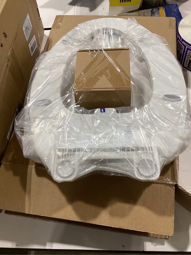 Condition photo showing Good Condition for bidet toilet seat, soft close elongated toilet seat, button control feminine/posterior wash switch, knob control water pressure,white bidet seat attachment with brass inlet easy installation