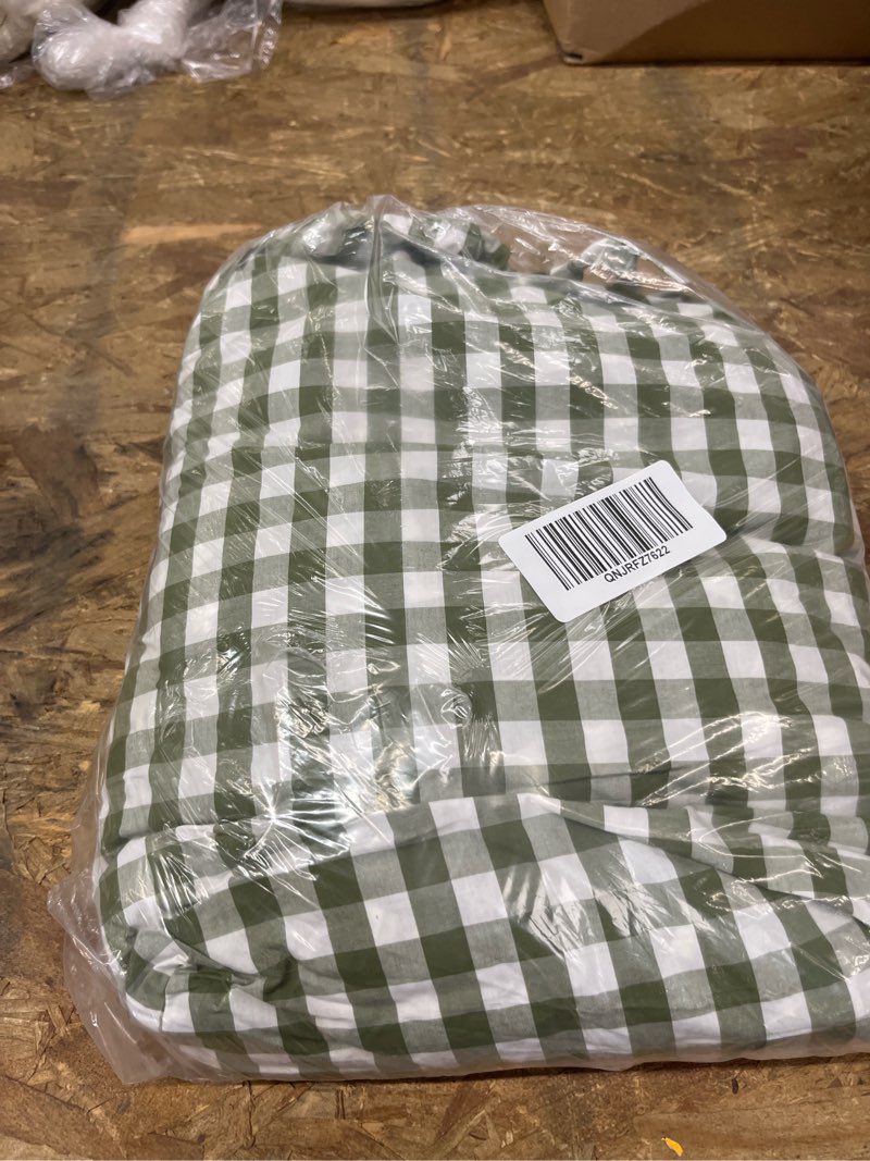 Condition photo showing Good Condition for classic organic percale gingham duvet cover, king/cal king, olive