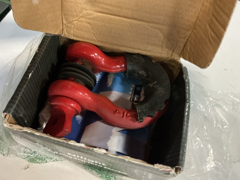 Condition photo showing As Is for nilight 2 pack 3/4" d-ring anti-theft shackle tow hook for truck suv utv | off road recovery gear 19t 41,887 lbs break strength 4.75t wll rust-resistant anti-rattle isolators heavy duty red