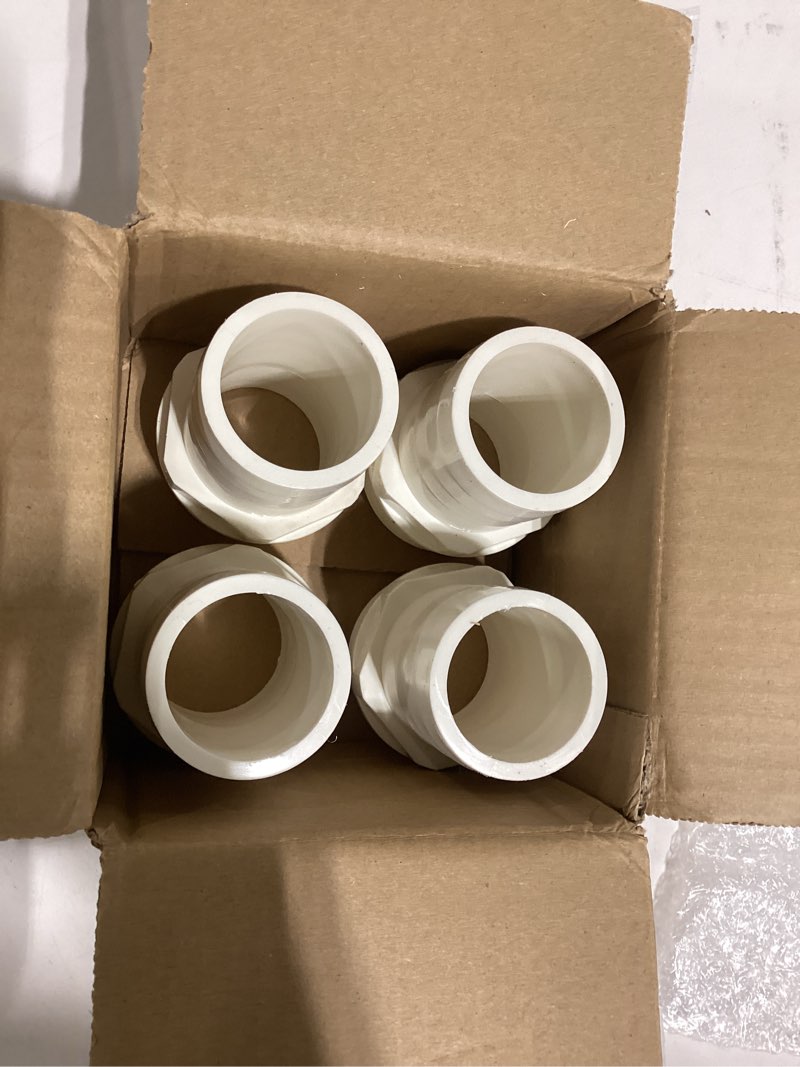 Condition photo showing Good Condition for 4 pieces pool pvc fitting tube fitting adapter barbed hose fittings barbed x npt male for industrial tube portable water garden kitchen hose swimming pool pump (2",white) 2 inch white 4