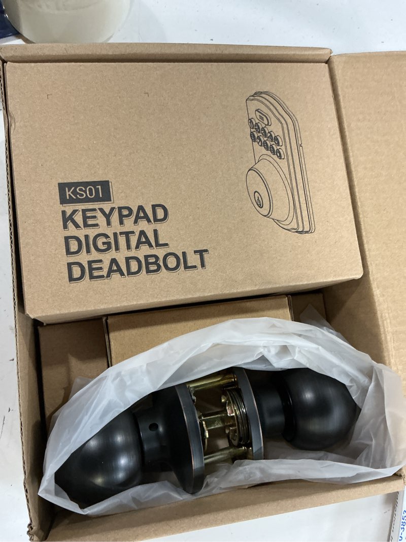 Condition photo showing Good Condition for veise keyless entry door lock with 2 knobs, electronic backlit keypad deadbolt with handle set, auto lock, one-time codes, smart deadbolt for front door, easy installation, oil-rubbed bronze oil rubbed knob