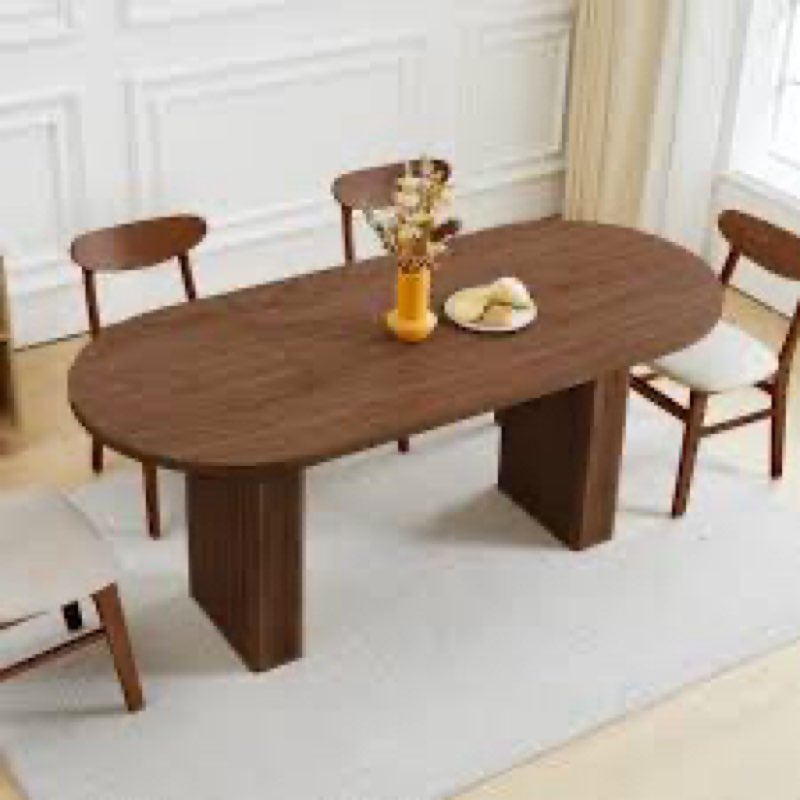 70.8\" Oval Dining Table For 4, Modern Farmhouse Kitchen Table For 6, Rustic Large Dinner Table For Dining Reception Room INCOMPLETE 
