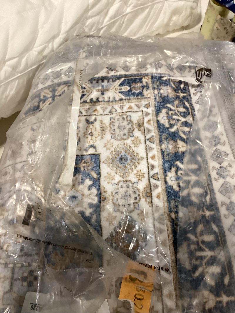Condition photo showing Good Condition for 2x6 washable hallway runner rug: indoor farmhouse kitchen rugs oriental thin non-slip entryway carpet ultra soft water resisitant floor mat for living room bedroom for bathroom laudry(2 x 6,blue) 2' x 6' (rectangular) blue