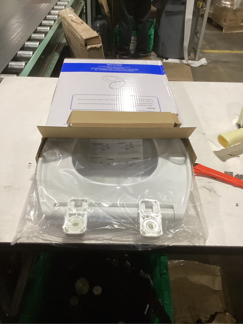 Condition photo showing New/Like New for WSSROGY Toilet seat Elongated with Slow Close Hinges, Four Bumpers Never Loosen and Easily Remove, Two Sets of Parts, Plastic, White Elongated White - Adult Seat