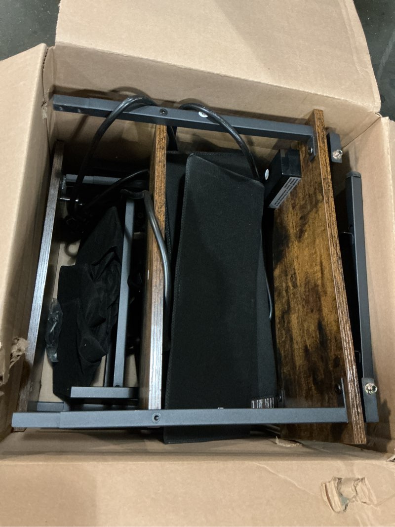 Condition photo showing Good Condition for VIMBER 2 Set Narrow Side Table for Small Spaces, Skinny End Table with Charging Station, Sofa Beside Table with 2 Drawers 1 Open Compartment, Slim Nightstand with USB Ports Outlet, Rustic and Brown 2 Set Metal Legs Rustic Brown