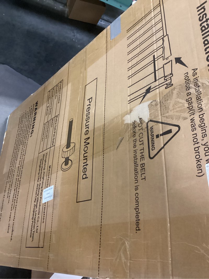 Condition photo showing New/Like New for 51.18" Extra Tall Cat Gate for Doorway, 30.5"-40" Auto Close Pet Gate Include 2.75" and 5.5" Extension Kits, No Drilling Pressure Mount Kit, Suitable for Doorways or Kitchen, New White New White 51.18" tall