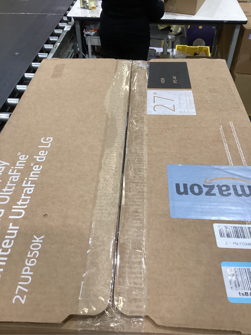 Condition photo showing As Is for LG 27UP650K-W 27-inch Ultrafine 4K UHD (3840 x 2160) IPS Computer Monitor, 60Hz, 5ms, DisplayHDR 400, Reader Mode, Flicker Safe, HDMI, DisplayPort, Tilt/Height/Pivot Adjustable Stand, White 27-inch and HDMI