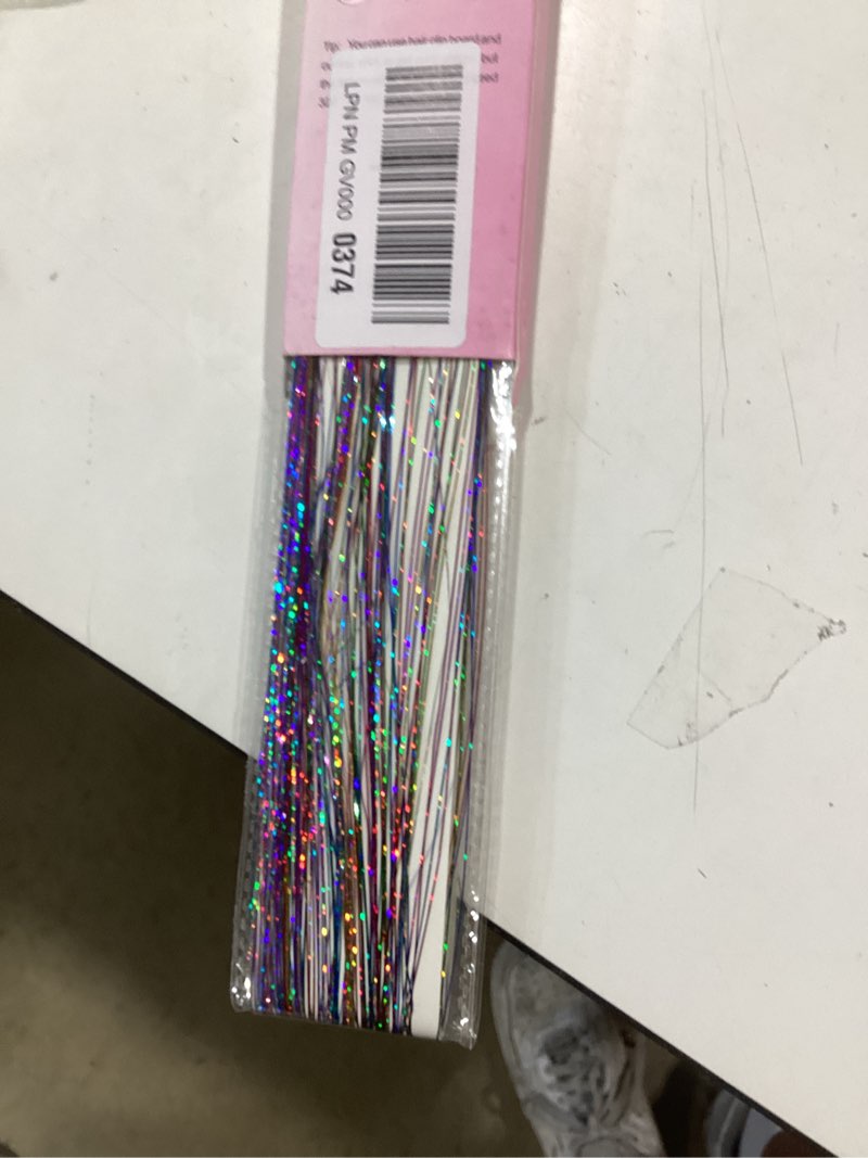 Condition photo showing New/Like New for hair tinsel pack of 12 pcs colorful glitter hair accessories 20 inch clip in hair tinsel extensions fairy hair accessories party kit for women girls 12pcs,colorful# colorful# 20 inch