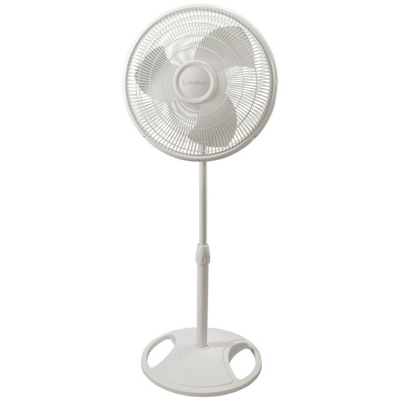 lasko 16" 3-speed oscillating adjustable pedestal fan, white, 2520