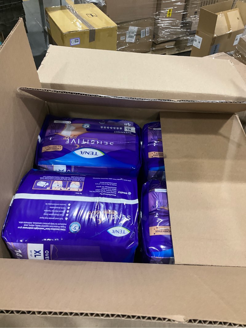 Condition photo showing New/Like New for tena sensitive care overnight incontinence underwear for women extra large, 14 count (new sizing) x-large 14