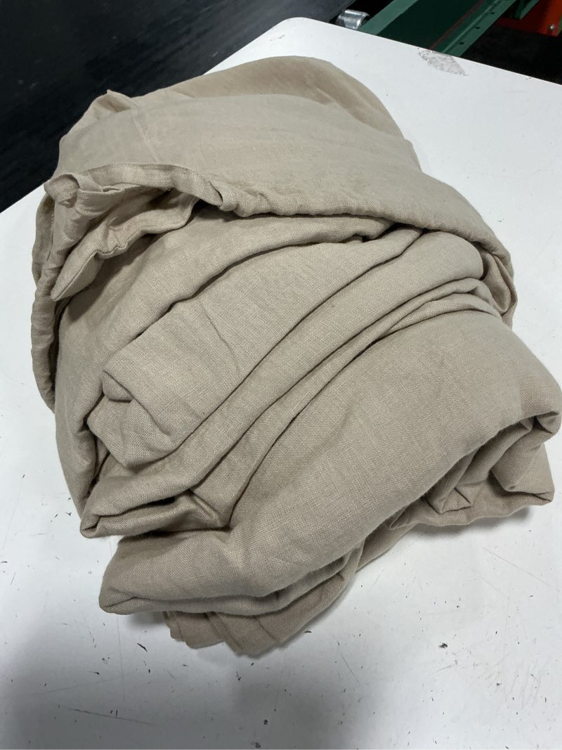 Condition photo showing As Is for european linen duvet cover set, king/cal king, toffee