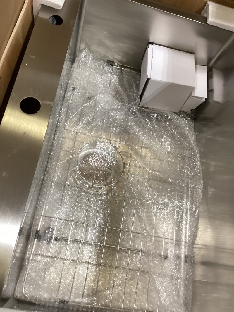Condition photo showing Good Condition for 28 inch drop in kitchen sink, 28" x 19" kitchen sink drop in single bowl deep kitchen sink 16 gauge stainless steel kitchen sink basin with drain strainer 28"x19"x10" stainless steel