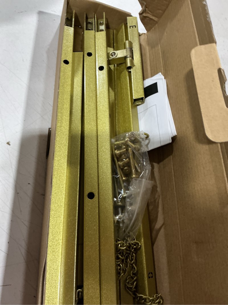 Condition photo showing As Is for gold easel stand for sign, heavy duty metal display easel with adjustable chain, 4-tier art easel for painting, wedding sign, posters & commercial display