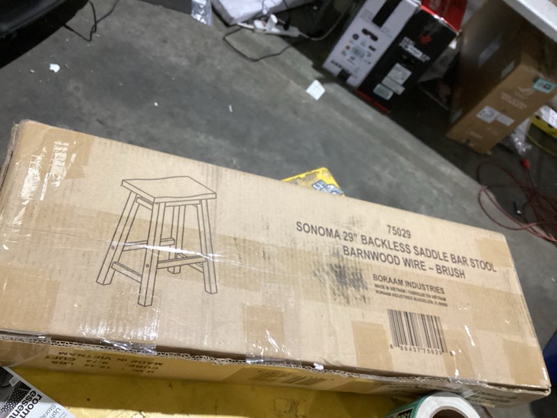 Condition photo showing Good Condition for sonoma 29 in. h barnwood wire-brush backless wood bar stool