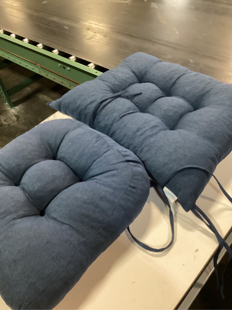 Condition photo showing Good Condition for lokex rocking chair cushion, tufted indoor rocking chair pads, 21x17/17x17 | non-slip cushion set with ties, premium striped alita fabric, cushion only—rocking chair not included (indigo blue)