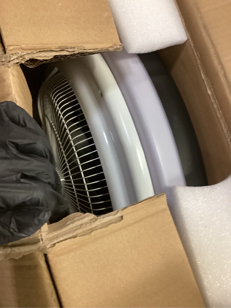 Condition photo showing As Is for 24" Bladeless Ceiling Fan with RGB Light Remote, Smart LED Ceiling Fans with Voice/App Control, Modern Low Profile Dimmable Light Ceiling Fan for Bedroom Living Room Black & RGB