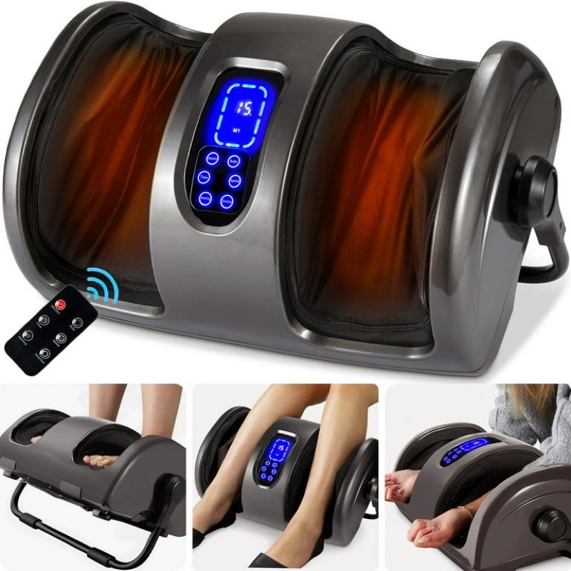 best choice products foot massager machine, therapeutic reflexology massager w/ high-intensity rollers - gray