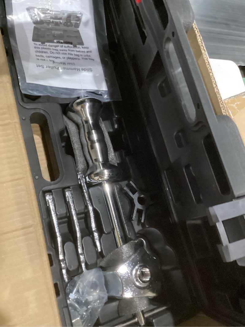Condition photo showing Good Condition for Orion Motor Tech Slide Hammer, 9-Way Internal/External Slide Hammer Puller Set - Pulls Hubs, Rear Wheel Axle Shafts, Bearings, Bushings, Seals, Retainers black case