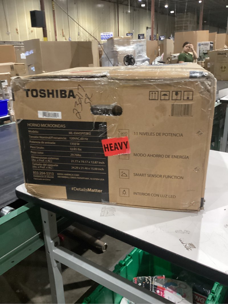 Condition photo showing Good Condition for TOSHIBA ML-EM45PIT(BS) Countertop Microwave Oven with Inverter Technology, Kitchen Essentials, Smart Sensor, Auto Defrost, 1.6 Cu.ft, 13.6" Removable Turntable, 33lb.&1250W, Black Stainless Steel Inverter-1.6 Cu.Ft.