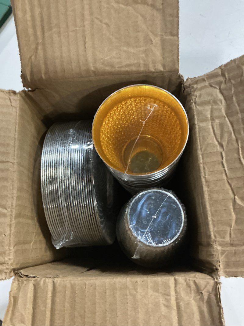 Condition photo showing New/Like New for exquisite 100 pcs - 50 sets of 5.5 oz disposable plastic kiddush cup and tatz silver cup and saucer set for passover, shabbat, wedding, brit and year round - bulk pack 100 piece set