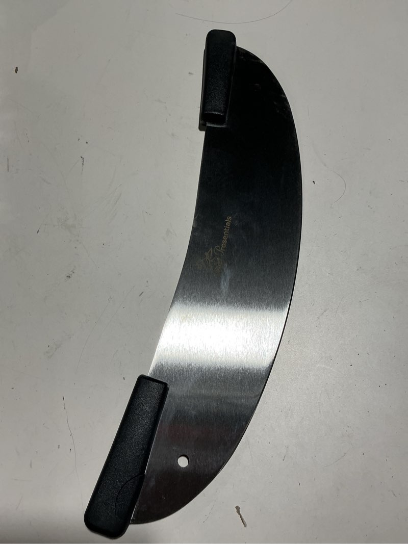 Condition photo showing As Is for 20" pizza cutter rocker, stainless steel semi-circle sharp blade knife, for commercial, home