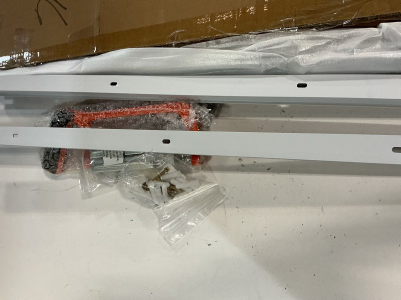 Condition photo showing As Is for Curtain Track, Ceiling Curtain Track for Room Divider, Ceiling Mount Rail Set with Roller Hooks, White, 6ft - 9ft white 6ft - 9ft