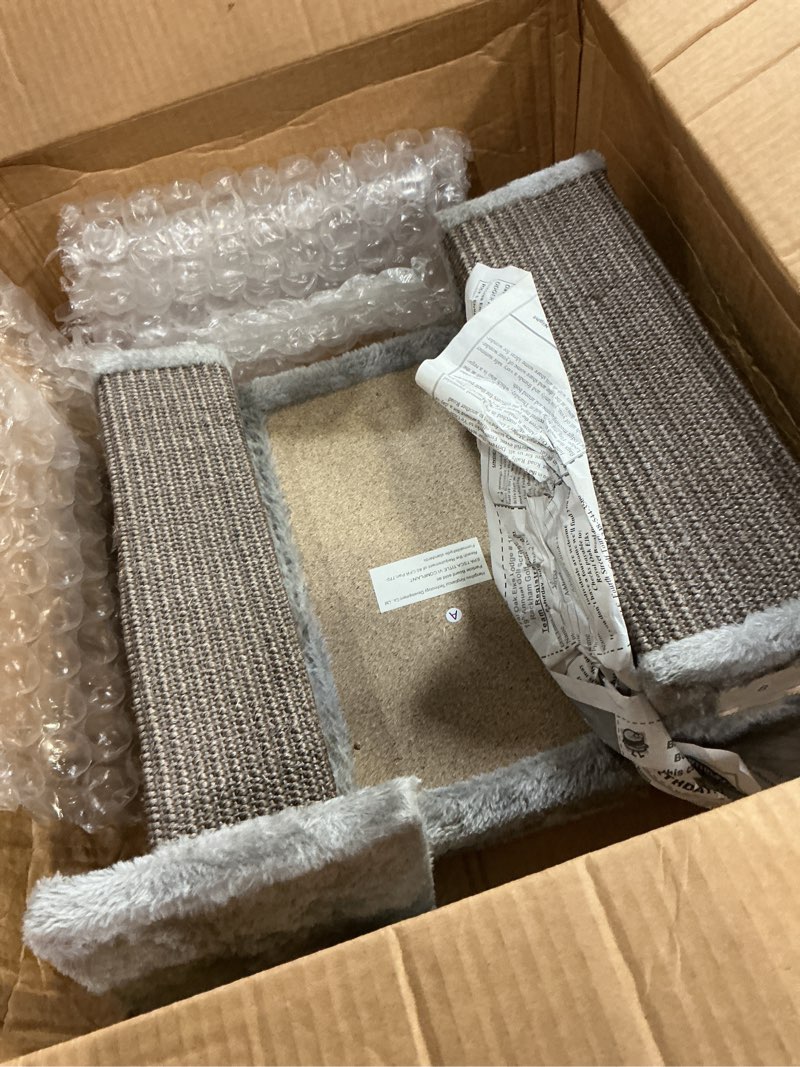 Condition photo showing Good Condition for pawz road large cat scratching post 32” tall scratching post for indoor cats adults ultimate scratch post with woven sisal, large base and removable dangling ball- grey