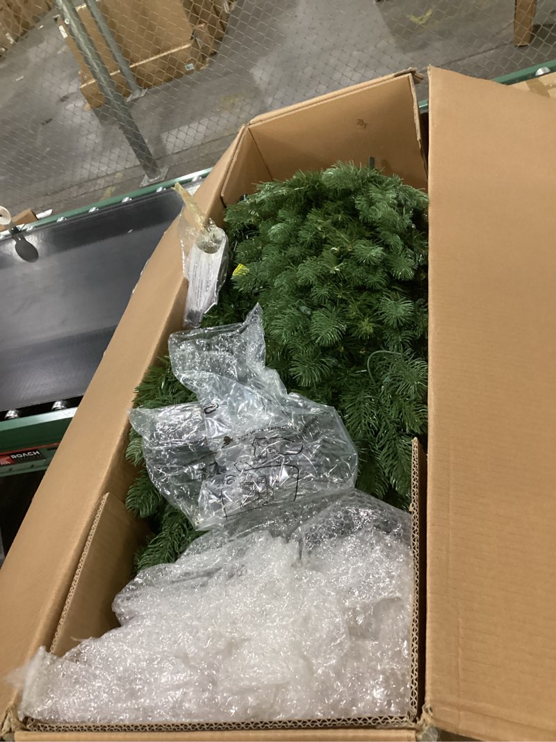 Condition photo showing New/Like New for National Tree Company 6.5 ft Pre-Lit Downswept Douglas Fir Artificial Christmas Tree, 650 Clear Lights, 1,227 Tips, Includes Stand, Green 6ft 6in Christmas Tree