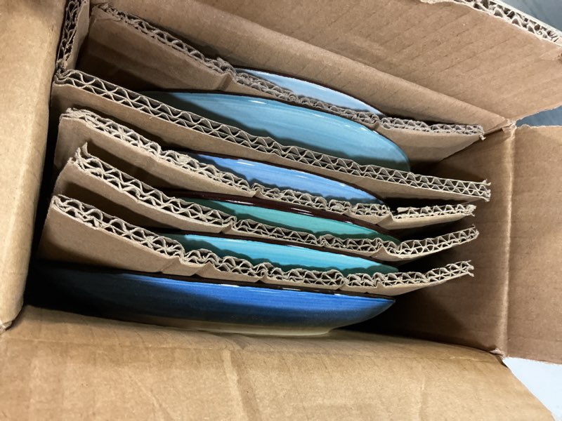 Condition photo showing New/Like New for vancasso bonita blue salad plate set of 6, 7.5 inch ceramic dinner plate, dishwasher and microwave safe 7.5 inch cool color