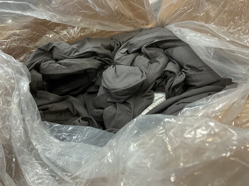 Condition photo showing As Is for L LOVSOUL Goose Feather Down Fiber Comforter Oversize King Size, 100% Organic Cotton Fabric Duvet Insert,1200TC,750+FP, Hotel Collection, All Season Grey Bedding Comforters with 8 Tabs,100oz Oversized King(116x98inches) Grey/All Season