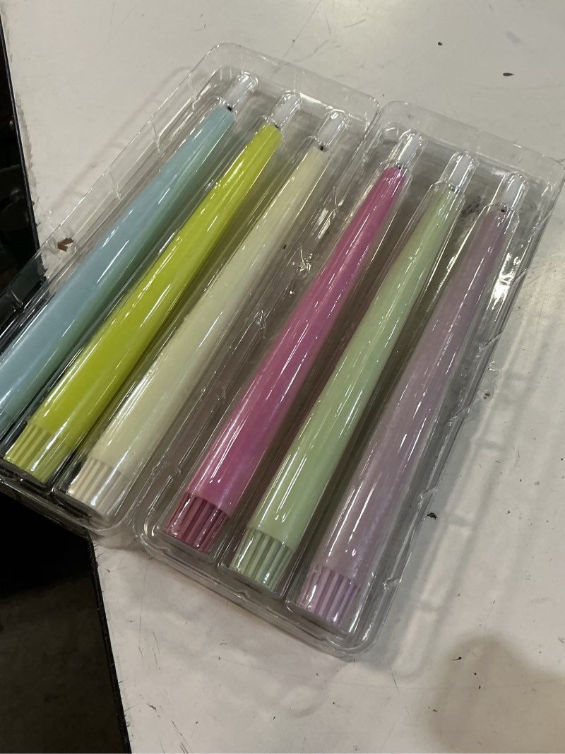 Condition photo showing Good Condition for stmarry multicolored pastel flameless taper candles with remote and timer, 9.65 inch real wax led colorful candlesticks, battery operated colored tall candles with 3d flickering flame, 6 pack