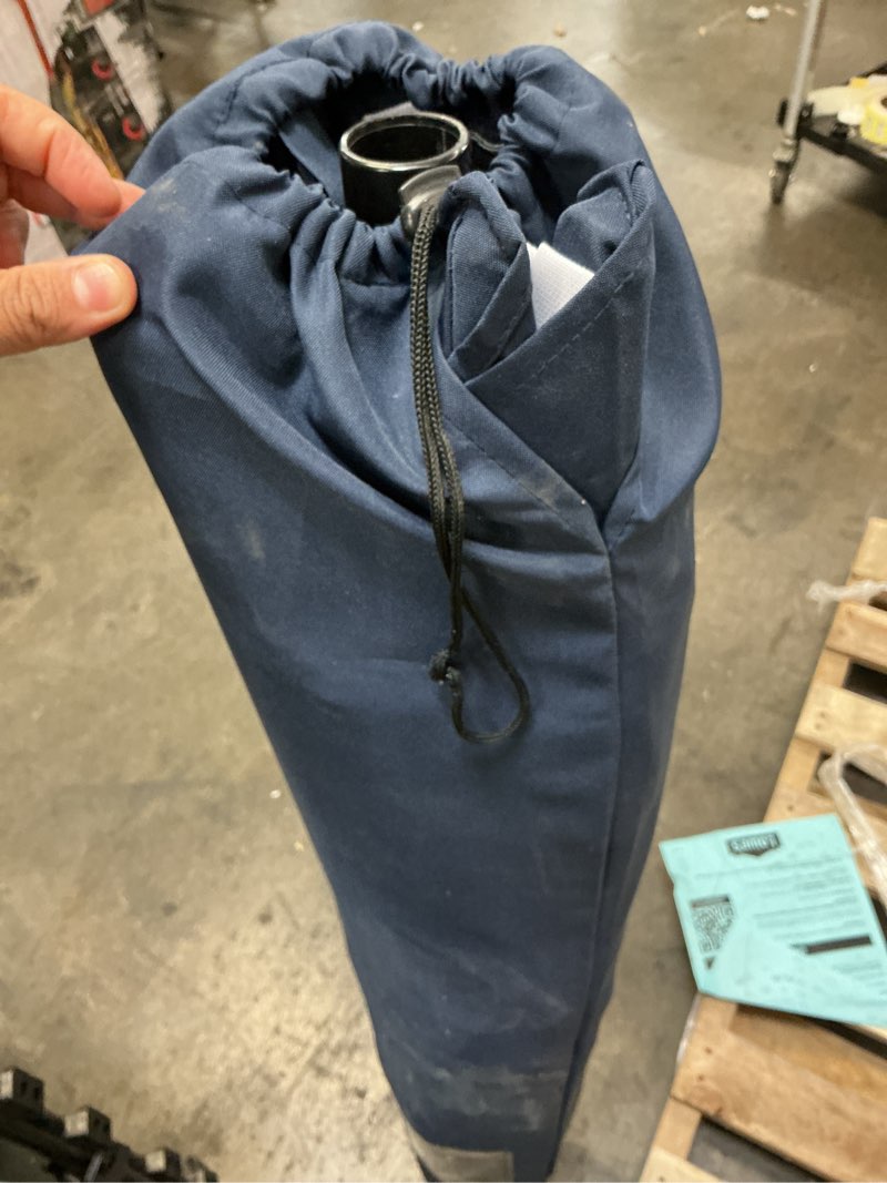 Condition photo showing As Is for style selections 7.5-ft steel navy push-button tilt market patio umbrella