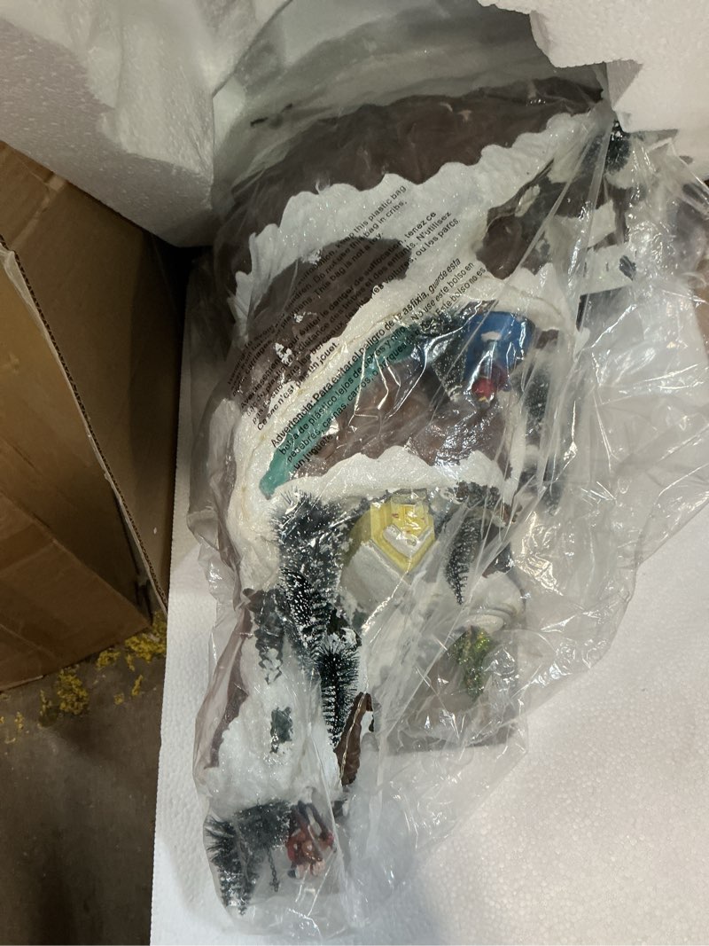 Condition photo showing Good Condition for Alpine Corporation 18" Tall Indoor Animated Winter Wonderland Set with 75 LED Lights, Music, Moving Train, Tabletop Christmas Decoration Mountain Village