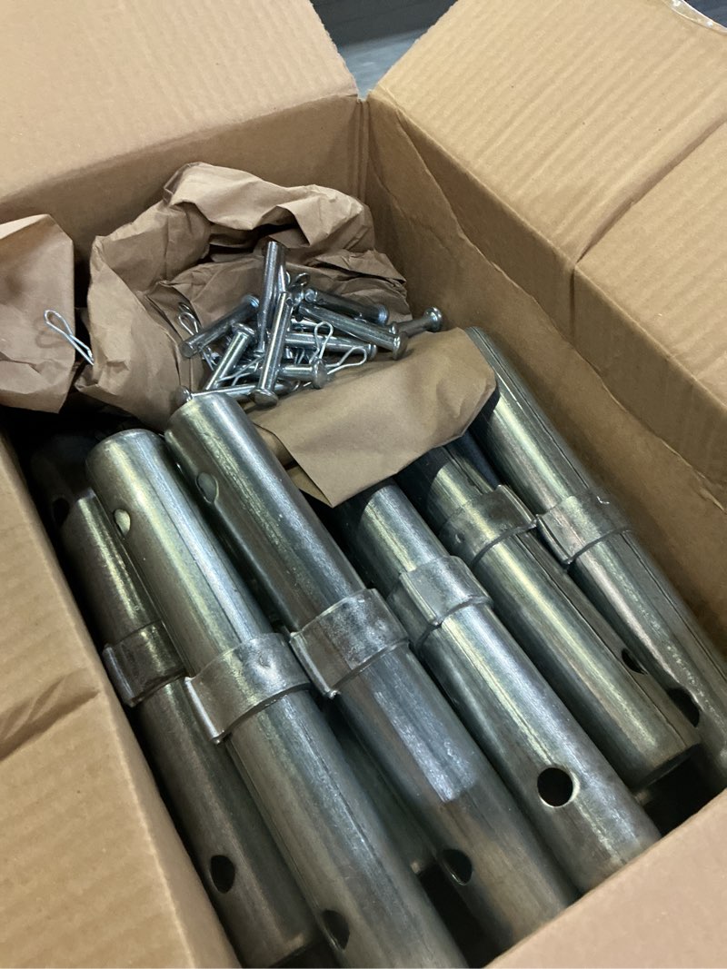 Condition photo showing As Is for 24 pack scaffolding coupling pins 1-1/4" od x 9" l heavy duty scaffolding pins with 1" collar and 48 spring retainers locking scaffold connecting rod accessories classic 1-1/4"od