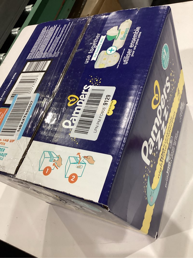 Condition photo showing New/Like New for pampers zzz overnight diapers, size 4 (22-37 lbs), 58 count, nighttime protection disposable baby diaper, night time leak and skin protection size 4 58