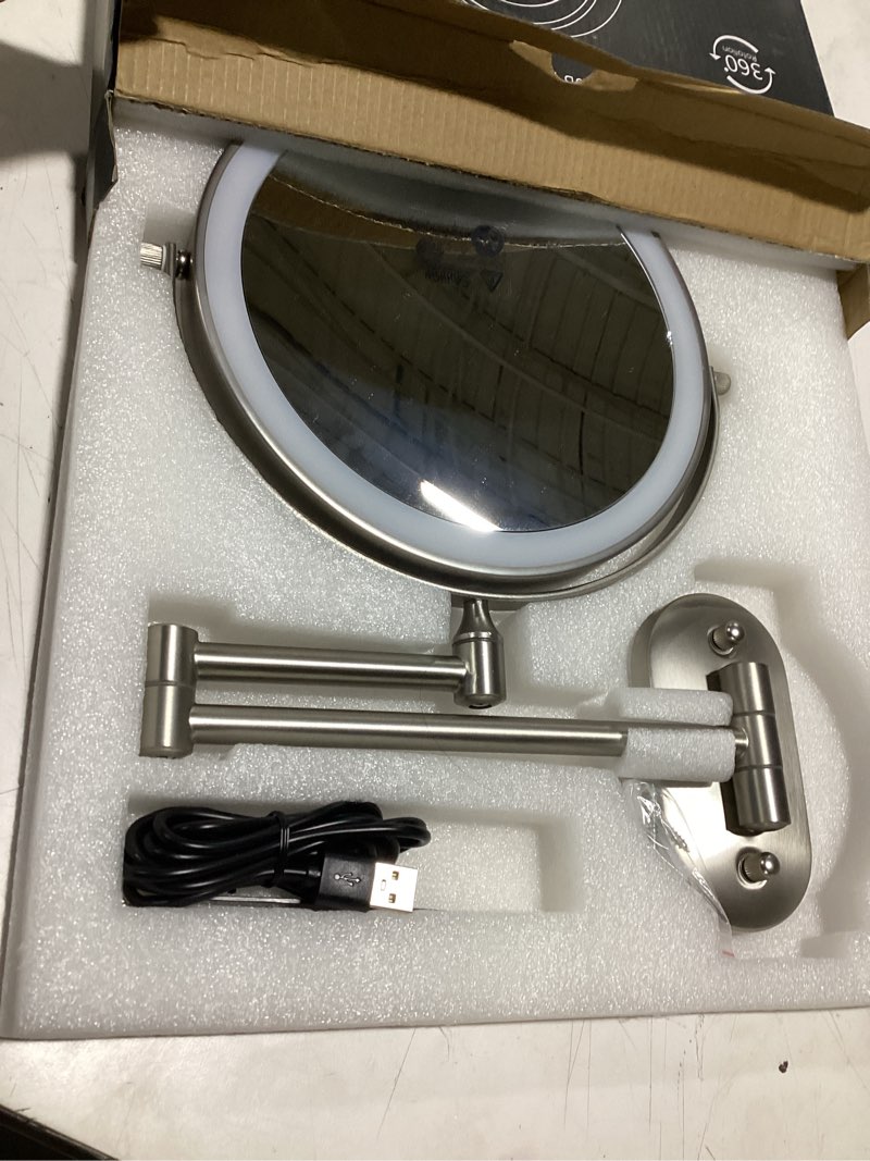Condition photo showing Good Condition for Auxmir 1X/30X Wall Mounted Lighted Makeup Mirror, 8" 3200 mAh Rechargeable Double-Sided Magnifying M
