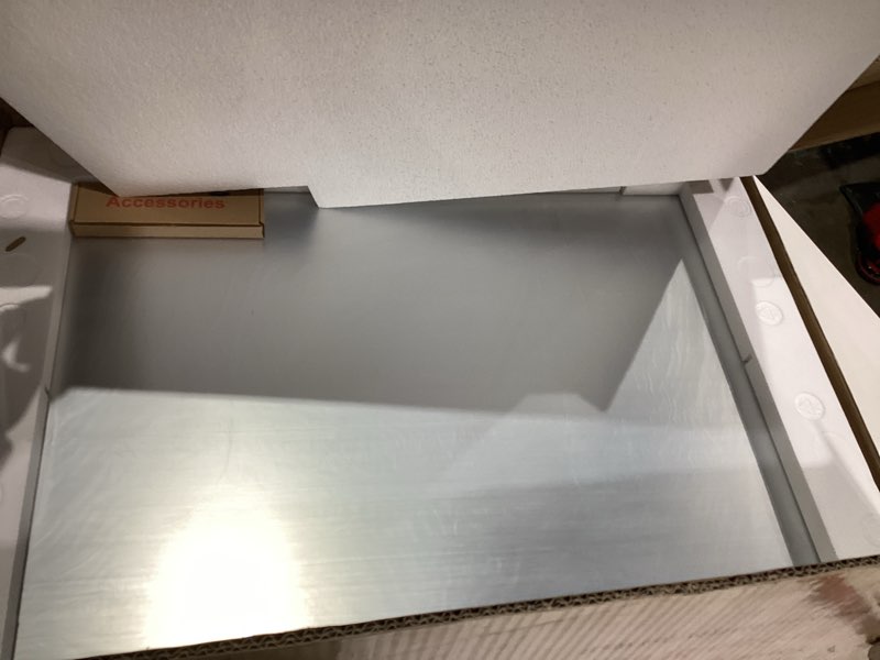 Condition photo showing New/Like New for LOAAO 22”X30” Bronze Bathroom Mirrors for Vanity, Rounded Rectangle Brushed Bronze Metal Frame Mirror, Anti-Rust, Hangs Horizontally or Vertically Bronze 22"L x 30"W